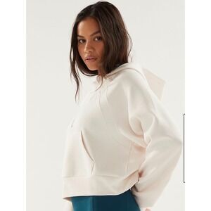 PAC 1980 Quarter Zip Cropped Hoodie Cream Scuba Sweatshirt Small Athleisure
